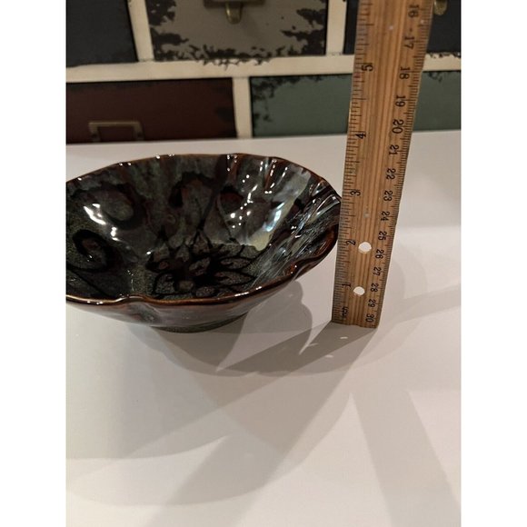 Savoy Ambiance Collection Retired Blue Soup Bowl Speckled Scalloped Lotus Flower - Picture 7 of 7